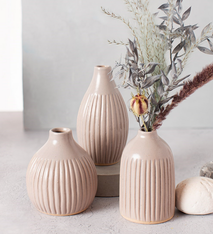 Ribbed Bud Vases (Set of 3 - multiple colour options) – Oak Meadow ...